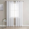 LinenZone Extra Large Sheer White Room Divider Curtains. Pair of 2 Faux Linen White Backdrop Curtain Panels for Extra Wide Windows Bay Windows or