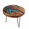CZDYUF Walnut coffee table Nordic light iron bay window small apartment simple round solid wood resin table