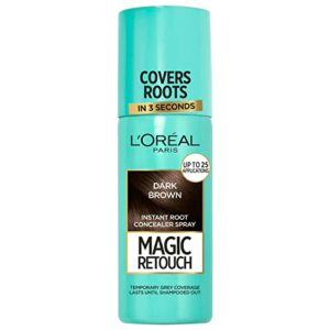 LOral Magic Retouch Instant Root Concealer Spray Ideal for Touching Up Grey Root Regrowth 75 ml Colour Dark Brown