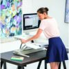 Fellowes Lotus Height Adjustable Standing Desk Converter - Sit Stand Desk with Smooth Lift Technology - Max Weight 15.8KG - White