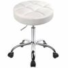 Leader Accessories Swivel Stool Round Rolling Stools Adjustable Work Stool with 5 Wheels Light Greyseat cushion 14