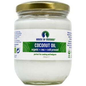 House of Monara Organic Extra Virgin Coconut Oil Pure Raw and Cold Pressed 200 ml