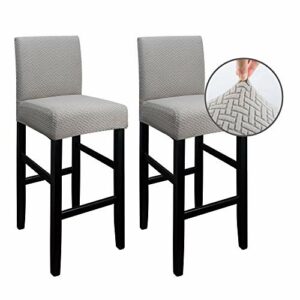 Qishare 2 Pack Bar Stool Covers Pub Counter Stool Cover Chair Seat Cover Stretch Washable Anti-Dust Slipcovers For Dining Room Kitchen Height Bar