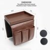 GLOCHYRA Armchair Caddy Remote holder for Recliners Armrest Organizer PU Leather - 5 Pockets Chair Caddy for phone, magazine with Detachable Arm