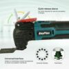 Multi-Oscillating Power Tool Sander 6 Speeds 6000-20000RPM, Cordless Cutting and Grinding Machine Oscillating Saw with 21V Battery, 4 x Saw Blade