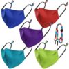 NUR Kids 100 Cotton Breathable Face Mask 5Pack Contrasting Adjustable Ear Loops 3Layer Protection Soft Machine Washable Durable for Everyday Use