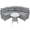 LIYING 4piece Resin Wicker Patio With Round Table Gray Cushion Furniture Set Sofatype Garden Pool Balcony
