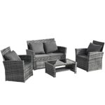 ZYLOYAL10 Rattan Furniture Set 4 Seater Garden Rattan Furniture Sofa Outdoor Patio Rattan Garden Furniture Set with Fitting Furniture for Patio G