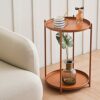 NXYJD Sofa Side Table Living Room Iron Corner Table Bedside Small Round Table Color  Blue