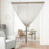 HSYLYM Knitting String Curtain Panels Dense Polyester Fringe Curtain Fly Screens Room Divider for Door Window DecorEcru90x200cm
