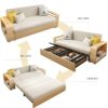 HMBB Sofa Bed Couch Convertible Sofa Sleeper Modern Futon Sofas Sets Fold Up and Down Linen Fabric Recliner Couch for LivingReception Room Beige