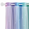 NICETOWN Blackout Curtains for Living Room  Large Window Covering with CutOut Stars Mix Net Curtains for Light Filter  Privacy Protected 2 Panels