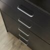 Home Source Chest of Drawers Black Bedroom Furniture 5 Drawer Silver Handles Metal Runners