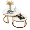 Round Coffee Table Coffee Table Coffee Table Marble Set  Side Table Set of 2  Nest of Tables as Living RoomSofaBedroomHallwayOffice Waiting Table