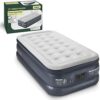 Green Haven Premium Large Single Size Air Bed with Built in Electric Pump & Pillow – Raised Flocked Airbed with a Soft Top | Fast Self-inflating