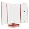 WEILY Lighted Makeup Mirror with 21 LED Lights Dual Power Supply 2X3X Magnifying LED Adjustable Brightness and Angle Black