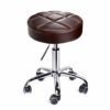 Leader Accessories Swivel Stool Round Rolling Stools Adjustable Work Stool with 5 Wheels Light Greyseat cushion 14