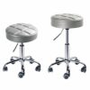 Leader Accessories Swivel Stool Round Rolling Stools Adjustable Work Stool with 5 Wheels Light Greyseat cushion 14