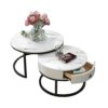 NATUOFurniture Modern Nesting Side Table Set with Marble Top and Metal Frame Sofa Side Nest of Tables for Living Room Office Balcony