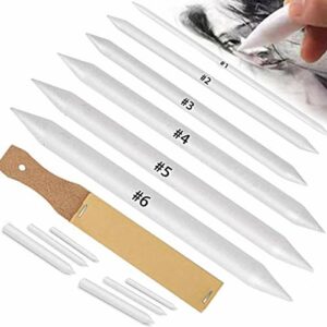 N NOROCME 12 PCS Blending Stumps and Tortillions Paper Art Blenders with Sandpaper Pencil Sharpener Pointer for Student Artist Charcoal Sketch Dr