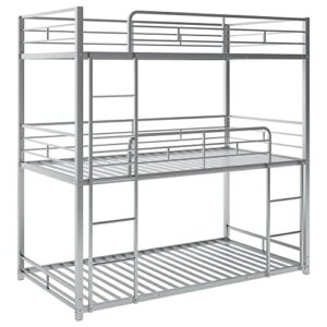 n/a Metal frame double size triple bunk bed, silver, durable, home furniture, fine workmanship