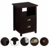 Tok Mark Traders 1 Door Natural Drawer Bedside Table Wooden Nightstand Cabinet Drawer Side Table End Table Storage Unit for Living Room Bedroom F