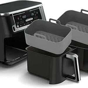 Silicone Air Fryer Liners for Ninja Air Fryer Dual Pack of 2, Reusable Air Fryer Silicone Liner for Ninja Air Fryer Accessories, Airfryer Liners