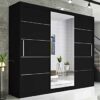 RAC3 Race to Road Stylish Bedroom Sliding Wardrobe with Lamp - Ample Storage Space and Sleek Design comes in White/Grey/Black/Oak and Width 150cm