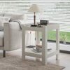 Tok Mark Traders  White High Gloss Side Table SShape 2 Tier Modern Coffee Table With Storage Wooden Living Room Furniture Best for Placing books