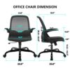 KERDOM Office Chair, Ergonomic Desk Chair, Breathable Mesh Computer Chair, Comfy Swivel Task Chair with Flip-up Armrests and Adjustable Height
