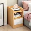 NYKCPJMW White Bedside Cabinet Nightstand Bedside Table with 2 Drawers  Cupboard Wood Side End Table Storage Unit for Living Room Bedroom Dorm Ro