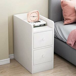 NYKCPJMW White Bedside Cabinet Nightstand Bedside Table with 2 Drawers  Cupboard Wood Side End Table Storage Unit for Living Room Bedroom Dorm Ro