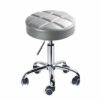 Leader Accessories Swivel Stool Round Rolling Stools Adjustable Work Stool with 5 Wheels Light Greyseat cushion 14