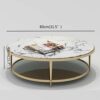 Round Coffee Table Marble Stainless Steel Frame Tea Table Double Layer Storage End Table Creative Modernfor Living Room Bedroom Office8040cm