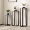 Side Table Compact Accent Table Simple Solid Wood Flowerpot Holder Tall Rectangular Display Stand for Living Room Corner Vase DisplaySize100CMCol