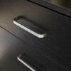 Home Source Chest of Drawers Black Bedroom Furniture 5 Drawer Silver Handles Metal Runners