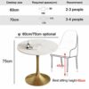 KST Coffee Table Modern Round Marble Decoration Table Golden Metal Frame Easy to Clean Living Room Balcony Home  Office White 7075cm
