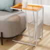 SUNWEIHAOA Small Coffee Table Side Table C Shaped End TableIndustrial Laptop Table for Small Space Living Room Bedroom Easy Assembly Nightstand S