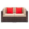 Furniture Set Fully Equipped Weaving Rattan Sofa Set with 2pcs Corner Sofas Brown Gradient