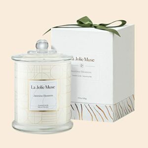 La Jole Muse Scented Candles Gifts for Women 9.9Oz 280g Large Jasmine Candle Gift Set Glass Jar Natural Soy Wax Candles 65 Hours Long Burning