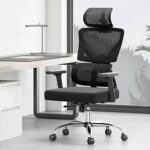 Hbada Ergonomic Office Chair Elastic Adaptative Adjustment Back Lumbar Support Mesh Desk Chair with 115° Rocking, Black
