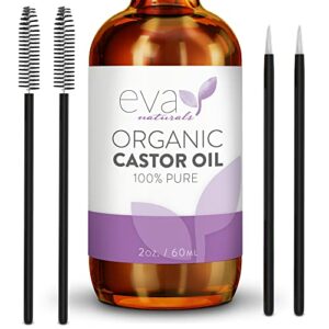 Eva Naturals Organic Castor Oil 60ml  Promotes Hair Eyebrow and Eyelash Growth  Diminishes Wrinkles and Signs of Aging  Hydrates and Nourishes Sk