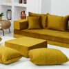 Gold Velvet Fabric Floor Seating Sectional Sofa Velvet Floor Sofa Meditation Sofa Arabic Floor Sofa Set Floor Couches Sofa Full Set 4 Thickness S