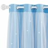 NICETOWN Blackout Curtains for Living Room  Large Window Covering with CutOut Stars Mix Net Curtains for Light Filter  Privacy Protected 2 Panels