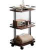 LiuzheZ Sofa Side Table Vintage Bedside Table Narrow Industrial End Table With 3 Tier Open Shelves And Wheels Wooden Look Mobile Table For Bedroo