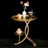NXYJD Sofa Side Table Corner Table Iron Tray Side Table Living Room Balcony Small Round Table Bed Cabinet Color  Gold