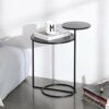 LQ Desk Nordic 2 Tier Storage Sofa Side Table Modern Living Room Small Round Coffee Table Metal Bedside Table Coffee Table