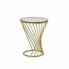 Modern Small Table Round Metal Dining Table Side Table Creative Small Coffee Table Round Tempered Glass Countertop Spiral Design Living room and