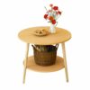 Household Dining Table Scratch Resistant Moisture Proof Small Round Table Living Room Bedroom Double Layer Storage Rack Color  C Size  50  49CM