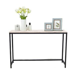 MUYUANSU Tall Sofa Side Tables Compact Console Table Modern Entryway Table with Wooden Top Iron StandHallway Table for Living Room DecorSize106